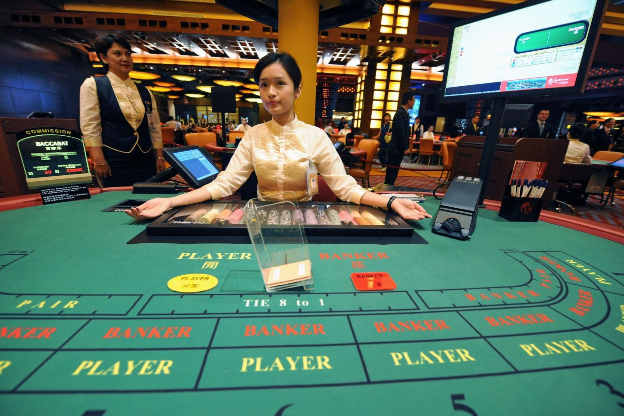Baccarat table in the Crockfords casino salon