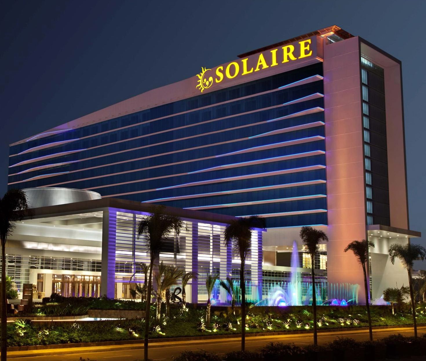 Solaire Resort exterior at night
