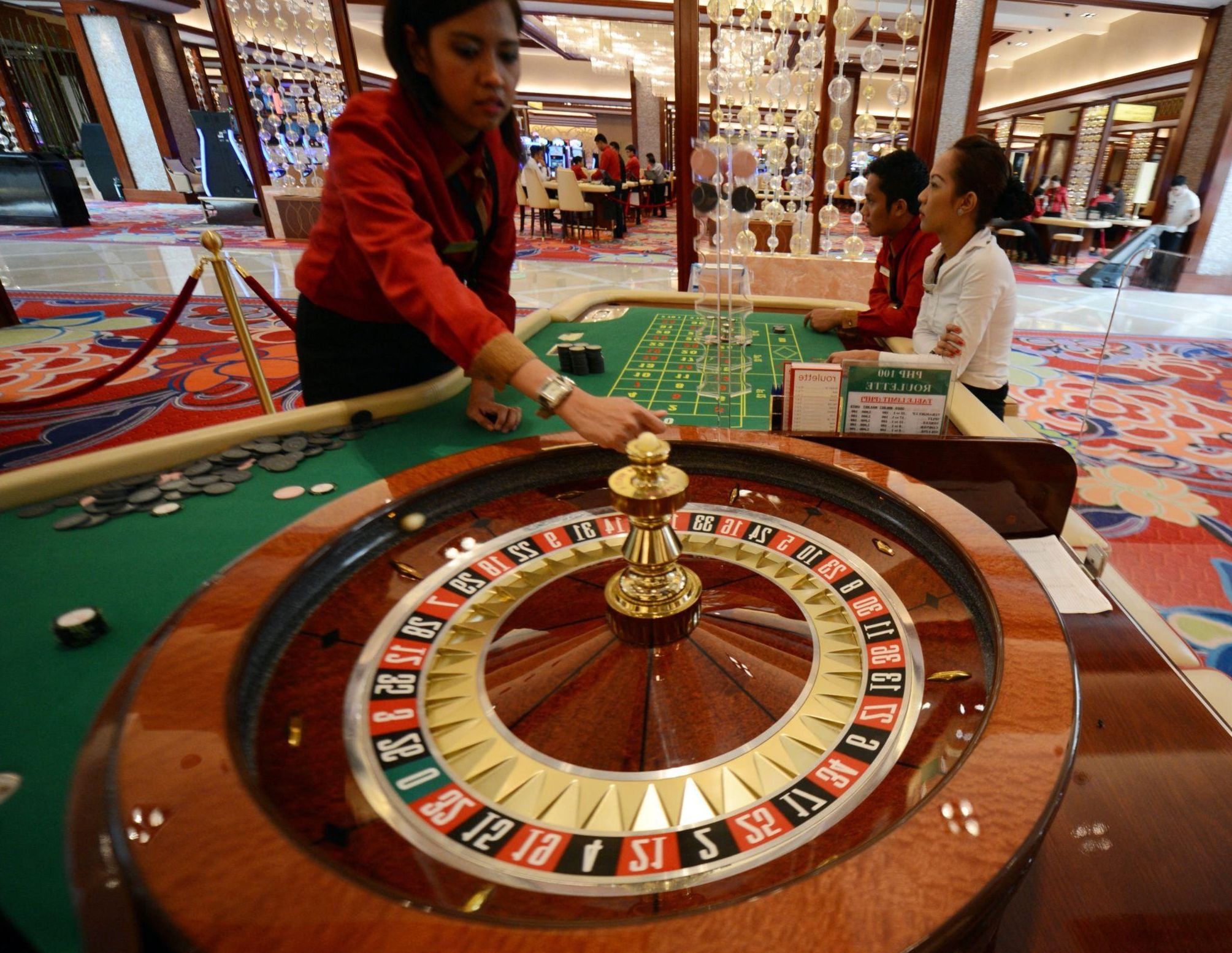 Roulette table on the Solaire casino floor